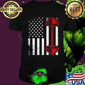 Weightlifting american flag america 4th of july independence day shirt