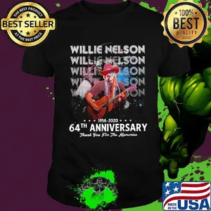 Willie nelson 64th anniversary 1956 2020 thank you for the memories star shirt