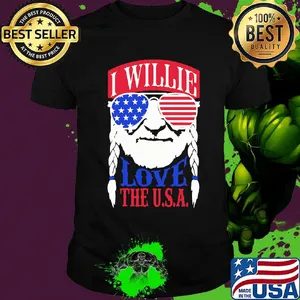 Willie nelson I willie love the usa american flag shirt