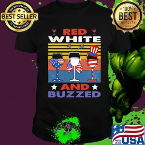 Wine red white and buzzed american flag independence day vintage retro shirt