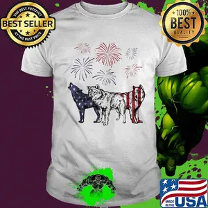 Wolf firework american flag happy independence day shirt