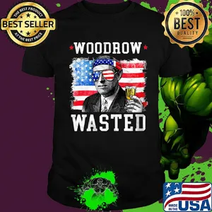 Woodrow wasted drinking 4th of july American flag shirt