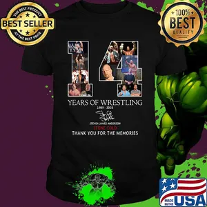 14 years of wrestling 1989 2003 steven james anderson stone cold thank you for the memories signature black shirt