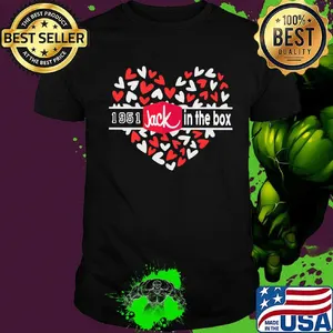 1951 jack in the box logo hearts shirt