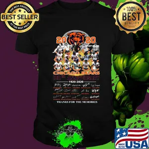 2020 chicago bears 100th anniversary 1920 2020 thank you for the memories signatures shirt