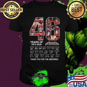 46 years of 1974 2020 chicago blackhawks thank you for the memories signatures shirt