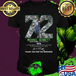 72 michael bennett seattle seahwks 2013 2017 suoer bowl chamopion thank you for the memories signature shirt