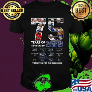 75 years of 1945 2020 vancouver canucks hockey thank you for the memories signatures shirt