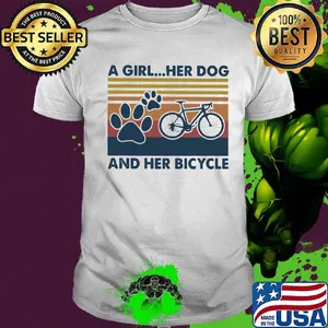 a girl her dog and her her bicycle vintage retro shirt
