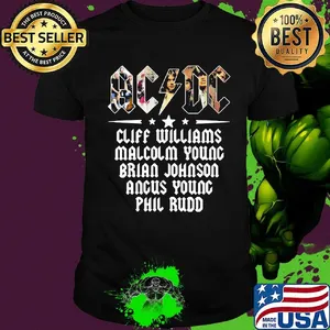 Acdc band cliff williams malcolm young brian johnson angus young phil rudd shirt