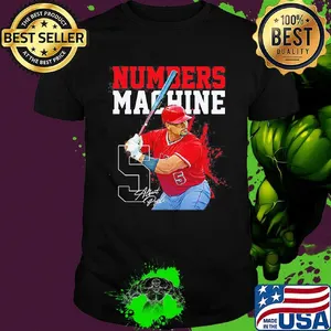 Albert-pujols 5 numbers machine los angeles baseball signature shirt