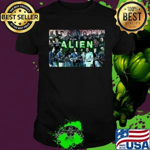 Alien movie characters signatures shirt