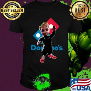 Baby groot domino's logo shirt