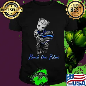 Baby groot hug heart back the blue american flag independence day shirt