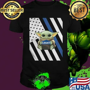 Baby Yoda hug Lowes American flag shirt