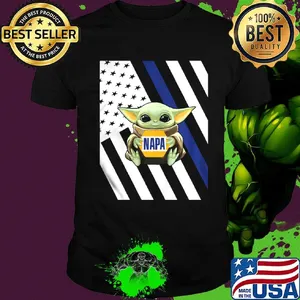 Baby Yoda hug Napa American flag shirt