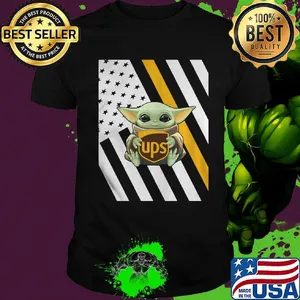 Baby yoda hug ups logo american flag independence day shirt