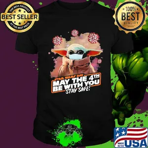 Baby yoda mask star wars day may the 4th be with you stay safe covid-19 shirt