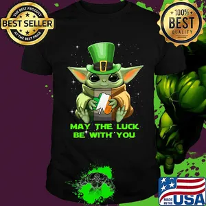 Baby yoda may the luck be with you happy st.patrick's day shirt