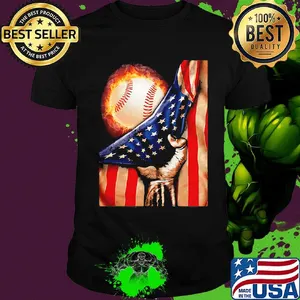 Baseball american flag happy independence day fire shirt