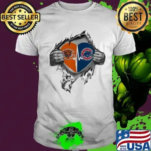 Blood insides heart chicago bears vs chicago cubs shirt