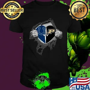 Blood insides indianapolis colts and purdue university heartbeat shirt