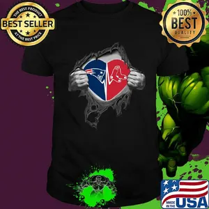 Blood insides new england patriots and boston red sox heartbeat shirt