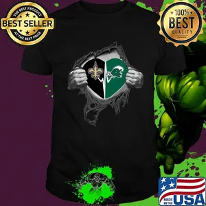 Blood insides new orleans saints and new orleans pelicans heartbeat shirt