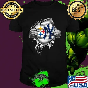 Blood insides pittsburgh steelers and new york yankees shirt