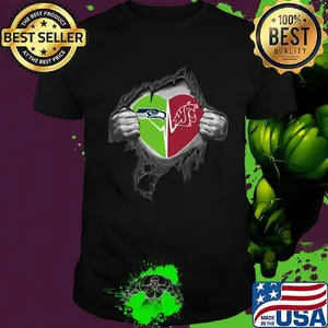 Blood insides washington state fires and seattle seahawks heartbeat shirt