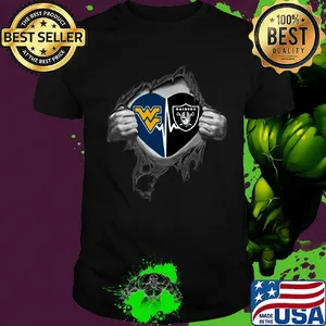 Blood insides west virginia and los angeles raiders heartbeat shirt
