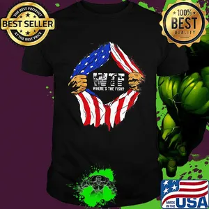 Blood insides wtf where's the fish american flag independence day shirt
