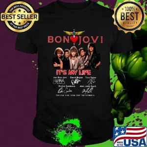 Bon jovi band it's my life thank you for the memories signatures shirt