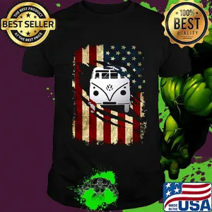 Bus american flag happy independence day shirt