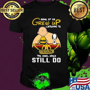 Charlie brown and snoopy some of us grew up listening to aerosmith the cool ones still do shirt
