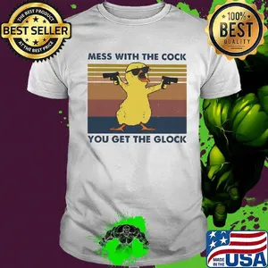 Chicken mess with the cock you get the glock vintage retro shirt