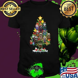 Christmas tree halloween horror characters shirt