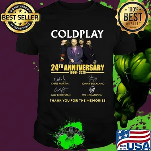 Coldplay 24th anniversary 1996-2020 thank you for the memories signature shirt