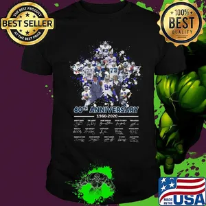 Dallas cowboys football team 60th anniversary 1960 2020 signatures shirt