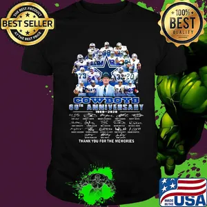 Dallas cowboys football team 60th anniversary 1960 2020 thank you for the memories signatures shirt