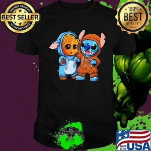 Disney baby groot and stitch shirt