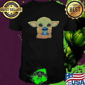 Disney baby yoda hug stitch shirt
