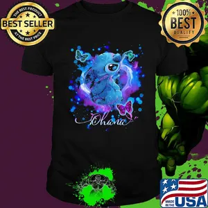 Disney stitch and butterflies ohana color shirt