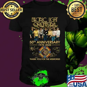 Electric light orchestra 50th anniversary 1970 2020 thank you for the memories signatures logo shirt