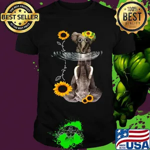 Elephants mom and baby sunflower Underwater surface shirt