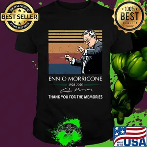 Ennio morricone 1928 2020 thank you for the memories signature vintage retro shirt