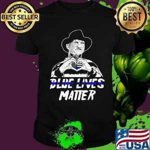 Freddy krueger blue lives matter heart american flag independence day shirt