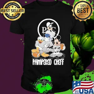 Goofy donald duck and mickey mouse football player pampered chef shirt