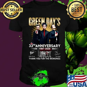Green day’s 33rd anniversary 1987 2020 thank you for the memories signatures shirt