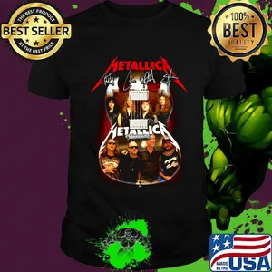 Guitar metallica band members signatures shirt